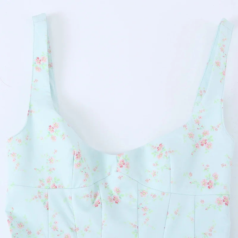 Robe Mini Femme Bretelles Fleurie Popeline | Dos Ouvert Style Vacances | Robe Estivale Légère 2026