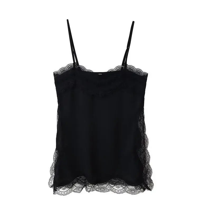 Robe Longue Femme Satin Col V | Bretelles Fines Dentelle Taille Haute | Robe de Soirée Estivale