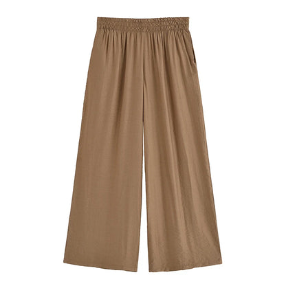 Ensemble Femme Chemise Zippée + Pantalon Taille Élastique | 2 Pièces Chic Contemporain Bureau Été