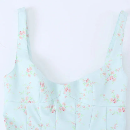 Robe Mini Femme Bretelles Fleurie Popeline | Dos Ouvert Style Vacances | Robe Estivale Légère 2026