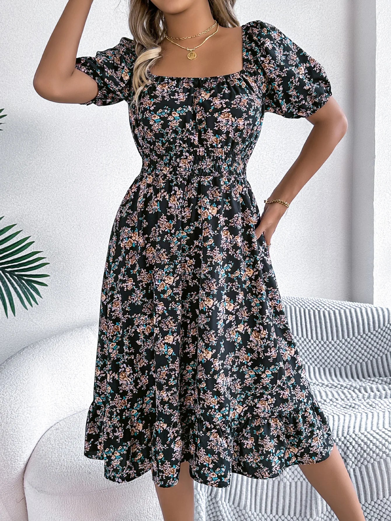Robe de Plage Femme Florale Estivale A-Line