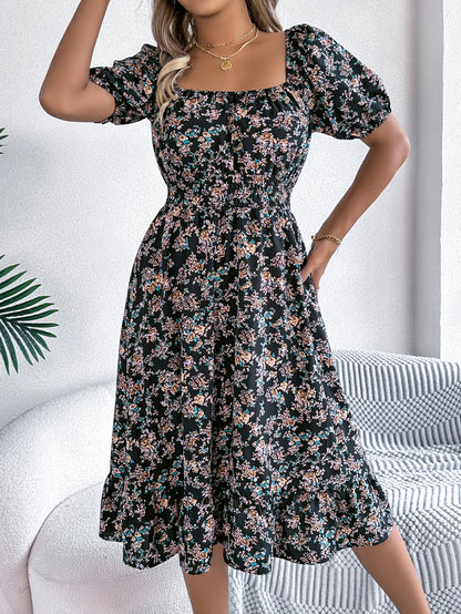 Robe de Plage Femme Florale Estivale A-Line