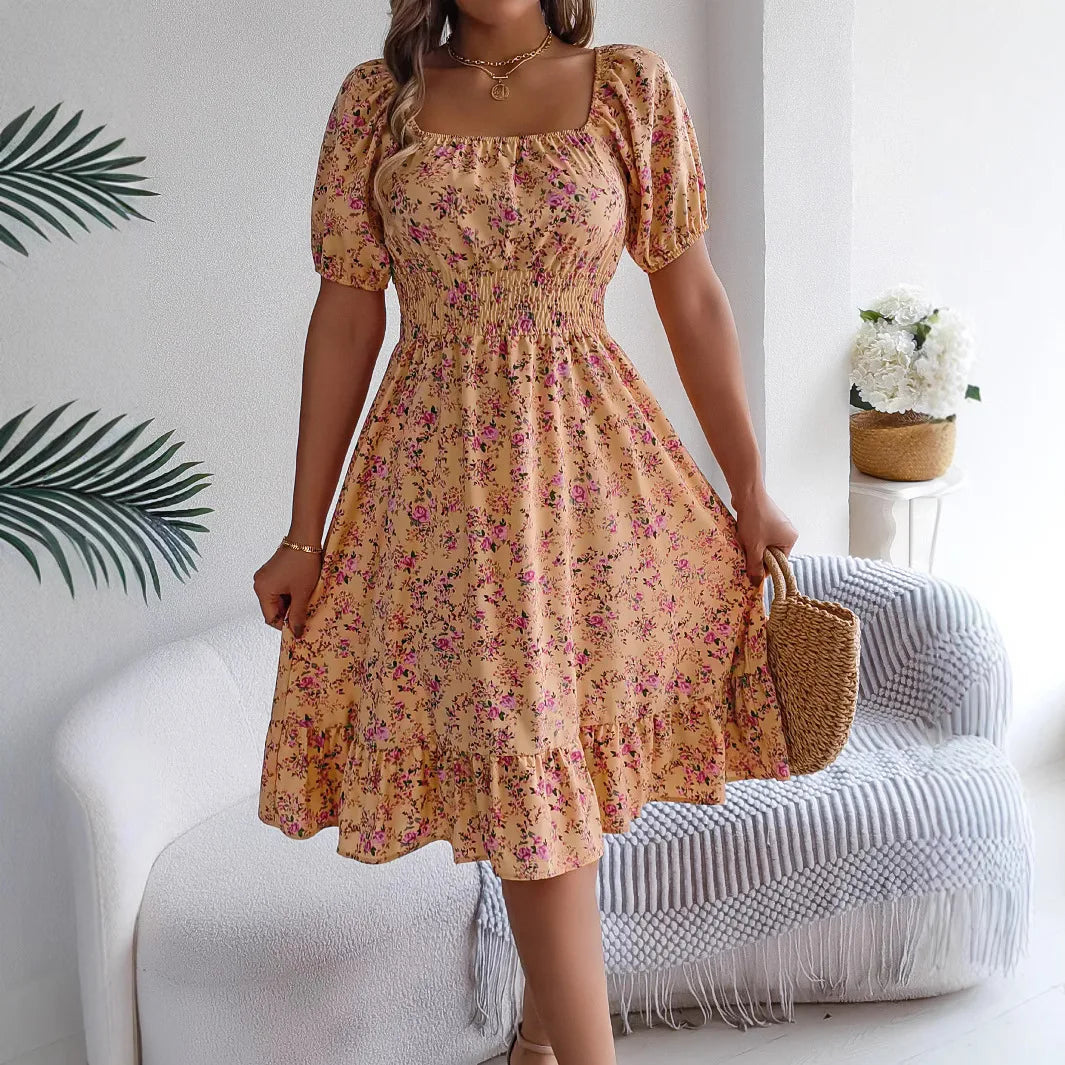 Robe de Plage Femme Florale Estivale A-Line