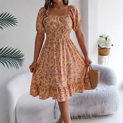 Robe de Plage Femme Florale Estivale A-Line