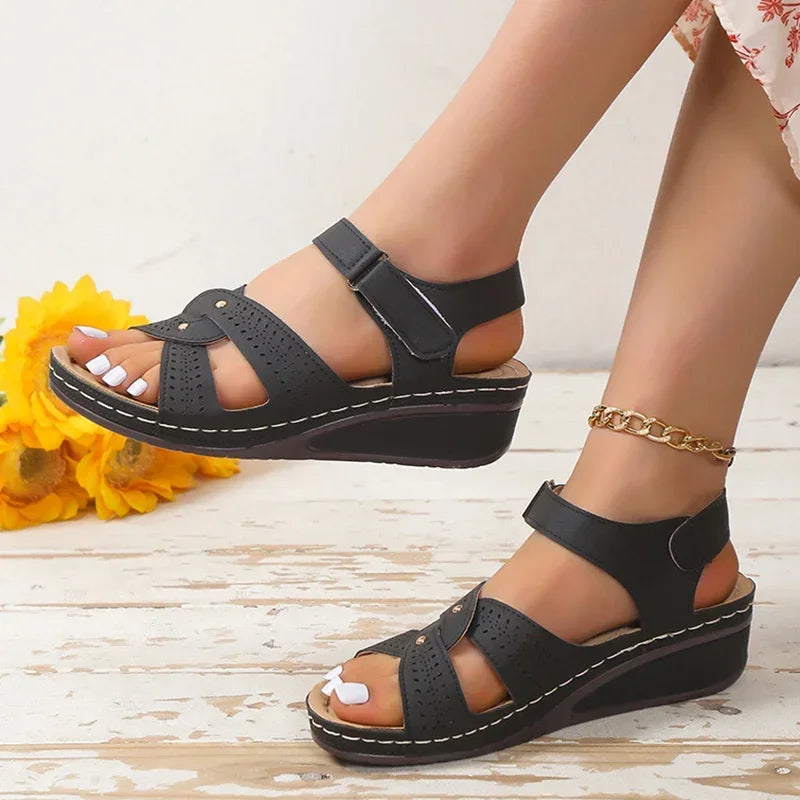 Sandales Compensées Femme Grandes Tailles | Style Romain Confort Marche | Chaussures Plateforme Plage Été