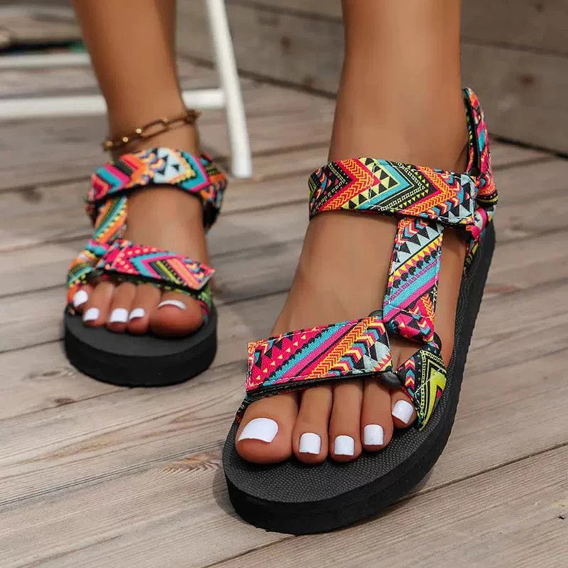 Sandales Plates Femme Corde Chanvre Naturel | Bride Arrière Velcro Légères | Chaussures Plage Bohème Été