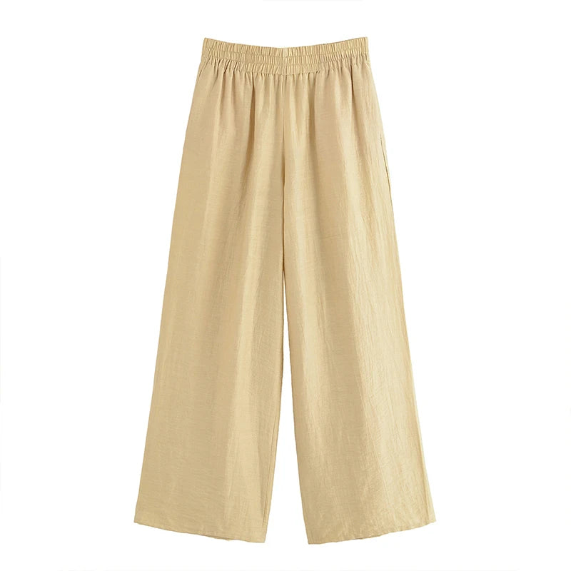 Ensemble Femme Chemise Zippée + Pantalon Taille Élastique | 2 Pièces Chic Contemporain Bureau Été