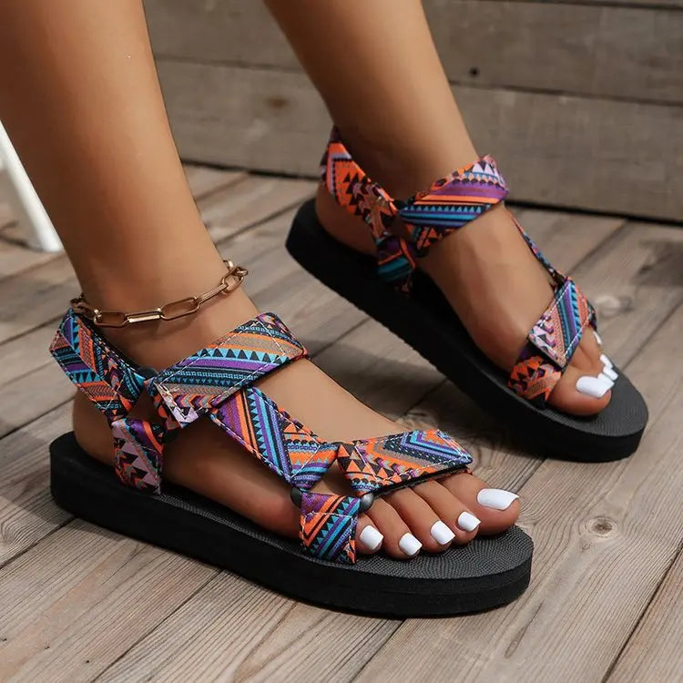 Sandales Plates Femme Corde Chanvre Naturel | Bride Arrière Velcro Légères | Chaussures Plage Bohème Été