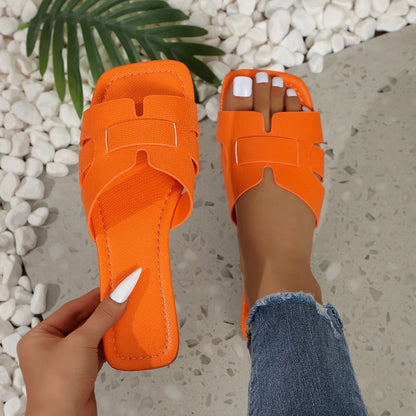 Mules Femme Bout Carré Ouvert | Slip-On Plates Minimalistes | Chaussures Été Casual Quotidien