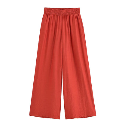 Ensemble Femme Chemise Zippée + Pantalon Taille Élastique | 2 Pièces Chic Contemporain Bureau Été