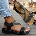 Sandales Compensées Femme Semelle Épaisse Rétro | Velcro Bout Ouvert Confort | Chaussures Plateforme Été