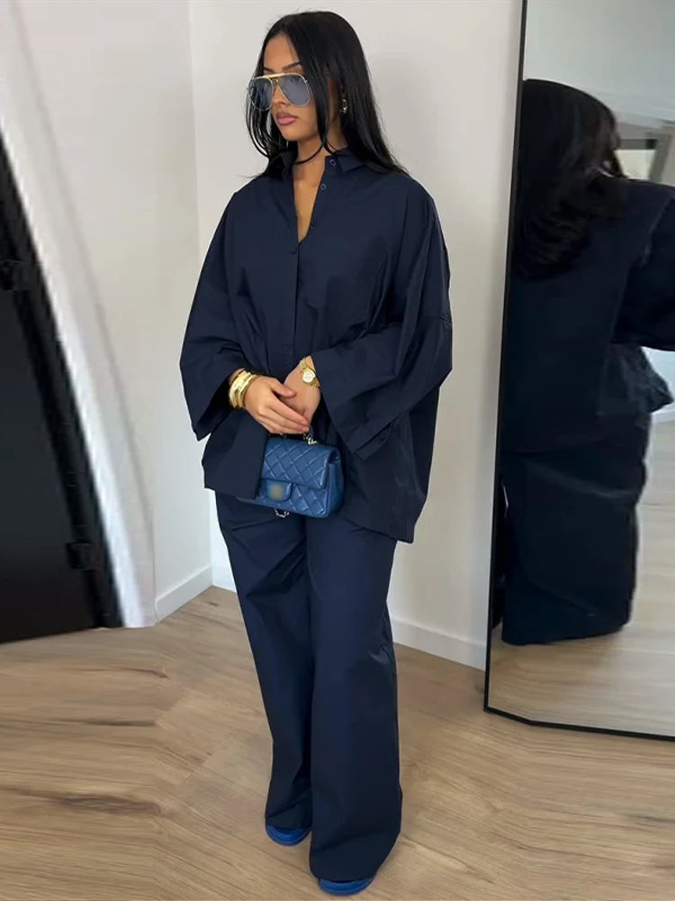 Ensemble Femme Chemise Col Manches Courtes + Pantalon Droit Large | 2 Pièces Casual Chic Été 2026