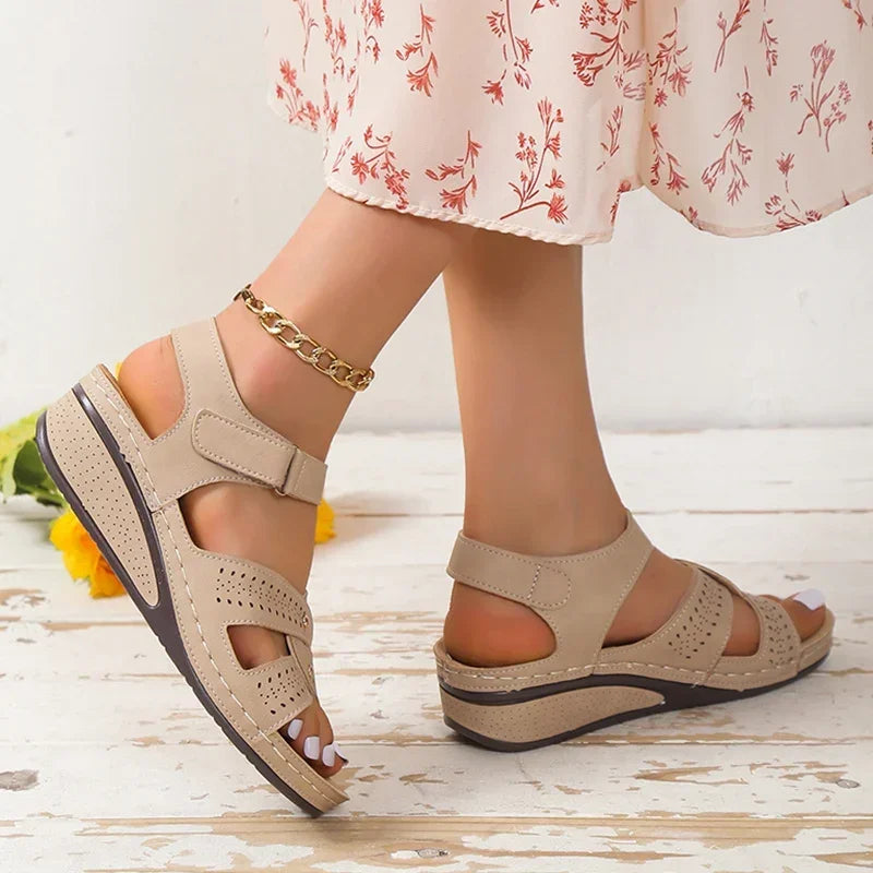 Sandales Compensées Femme Grandes Tailles | Style Romain Confort Marche | Chaussures Plateforme Plage Été