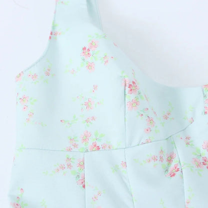Robe Mini Femme Bretelles Fleurie Popeline | Dos Ouvert Style Vacances | Robe Estivale Légère 2026