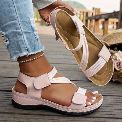 Sandales Compensées Femme Semelle Épaisse Rétro | Velcro Bout Ouvert Confort | Chaussures Plateforme Été