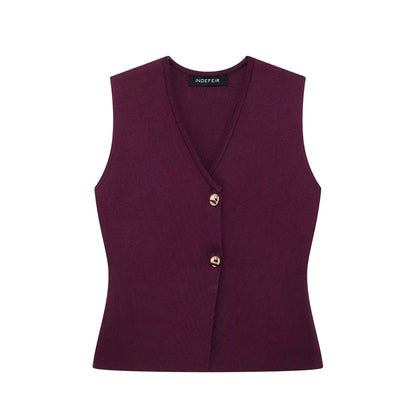 Ensemble Tricot Femme Top Col V + Jupe Longue Fendue | 2 Pièces Bordeaux Élégant Soirée