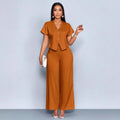 Ensemble 2 Pièces Femme Top Col V + Pantalon Large | Casual Chic Été