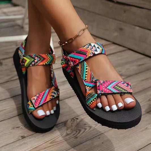 Sandales Plates Femme Corde Chanvre Naturel | Bride Arrière Velcro Légères | Chaussures Plage Bohème Été